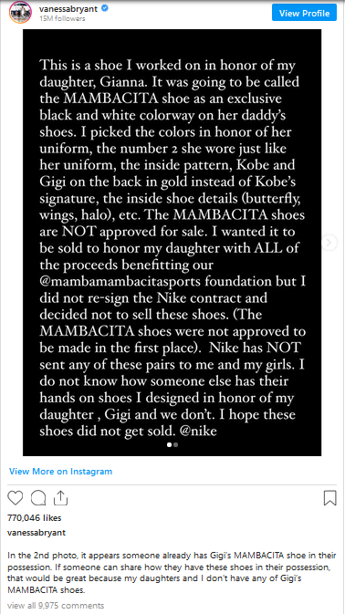 Kekecewaan Istri Kobe Bryant terhadap Nike