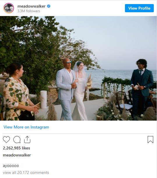 Pernikahan Putri Paul Walker Dihadiri Vin Diesel